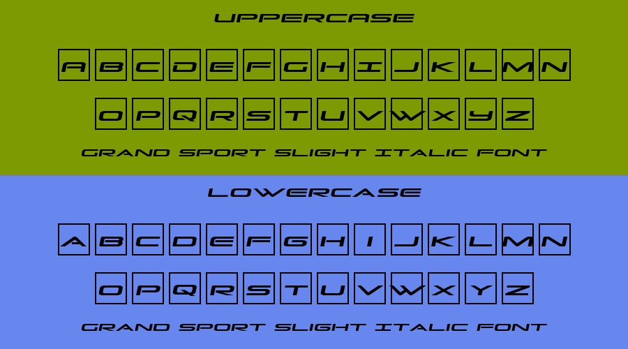 Grand Sport Slight Italic Font Preview