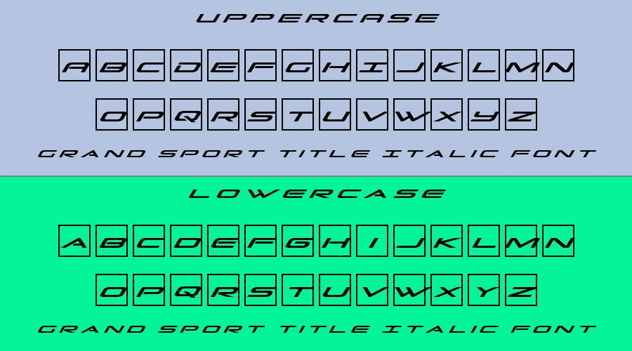 Grand Sport Title Italic Font Preview