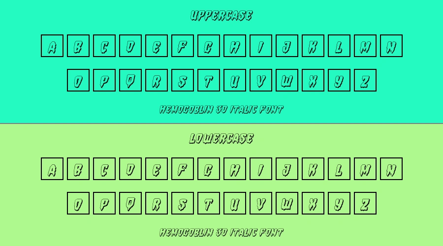 Hemogoblin 3D Italic Font Preview