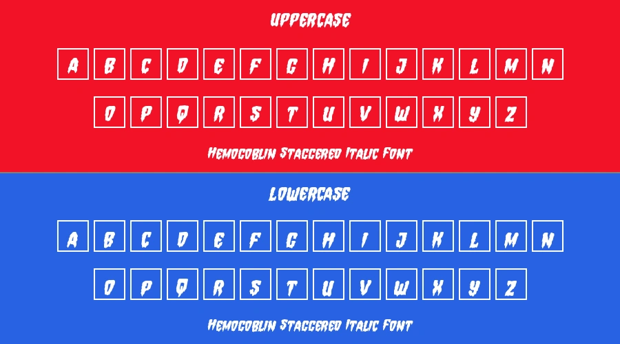 Hemogoblin Staggered Italic Font Preview