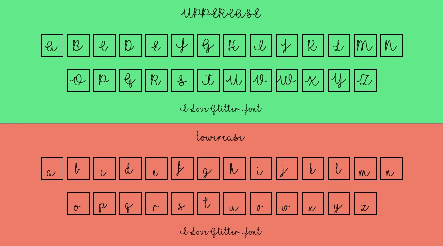 I Love Glitter Font Preview