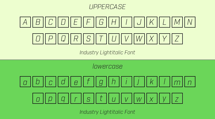 Industry Lightitalic Font Preview