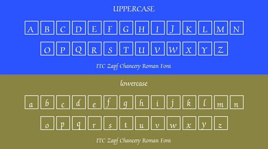 ITC Zapf Chancery Roman Font Preview
