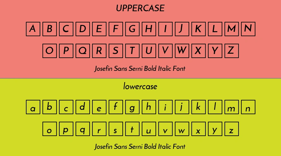 Josefin Sans Semi Bold Italic Font Preview