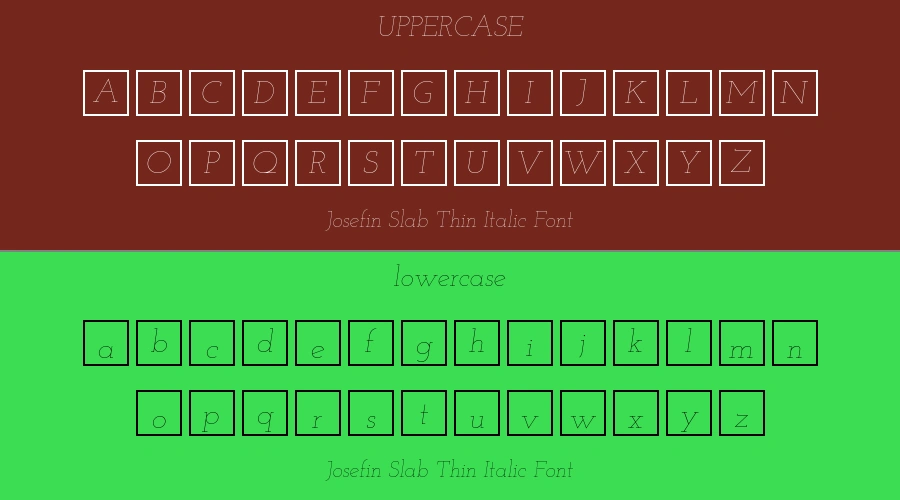 Josefin Slab Thin Italic Font Preview