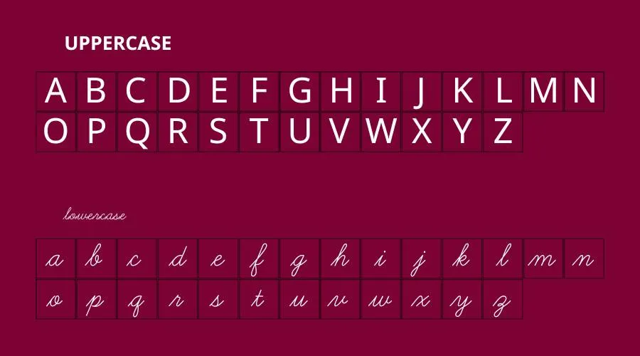 Learning Cursive Font Preview