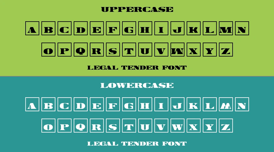 Legal Tender Font Preview