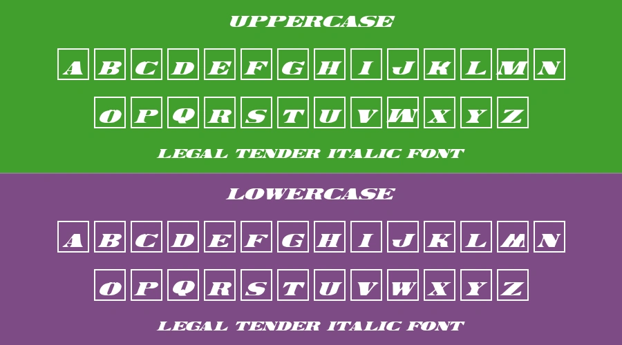 Legal Tender Italic Font Preview