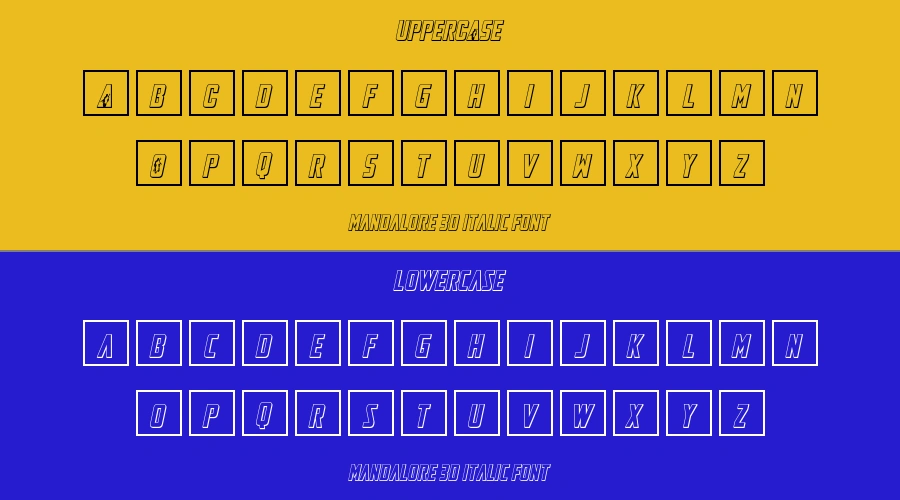 Mandalore 3D Italic Font Preview