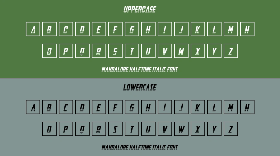 Mandalore Halftone Italic Font Preview