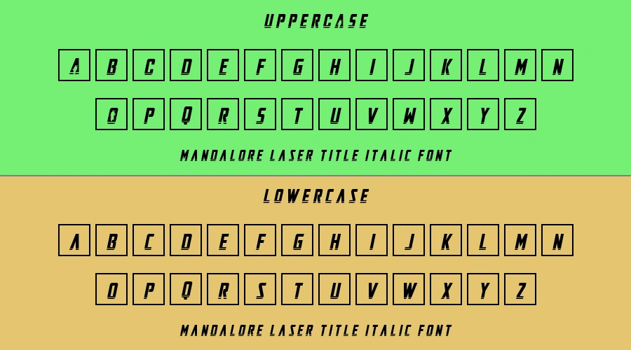 Mandalore Laser Title Italic Font Preview