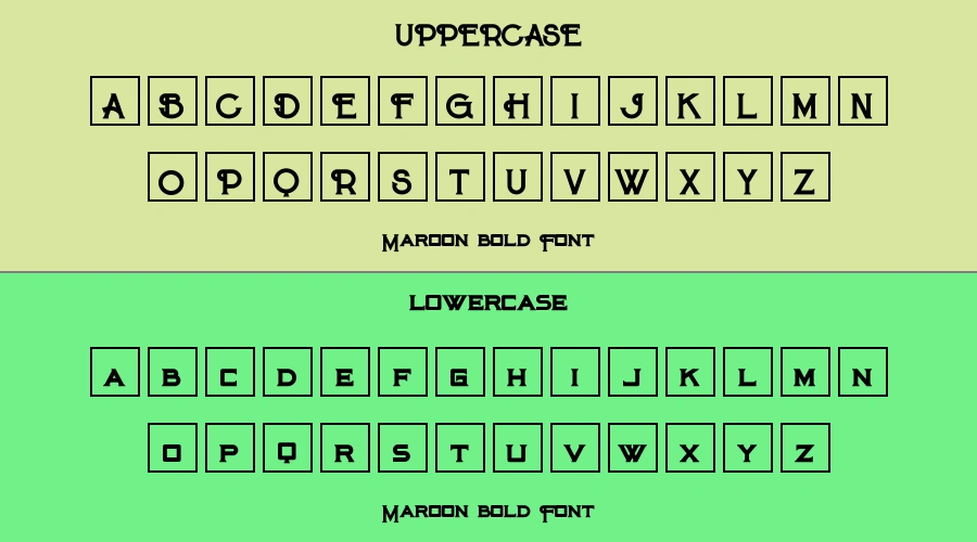Maroon bold Font Preview