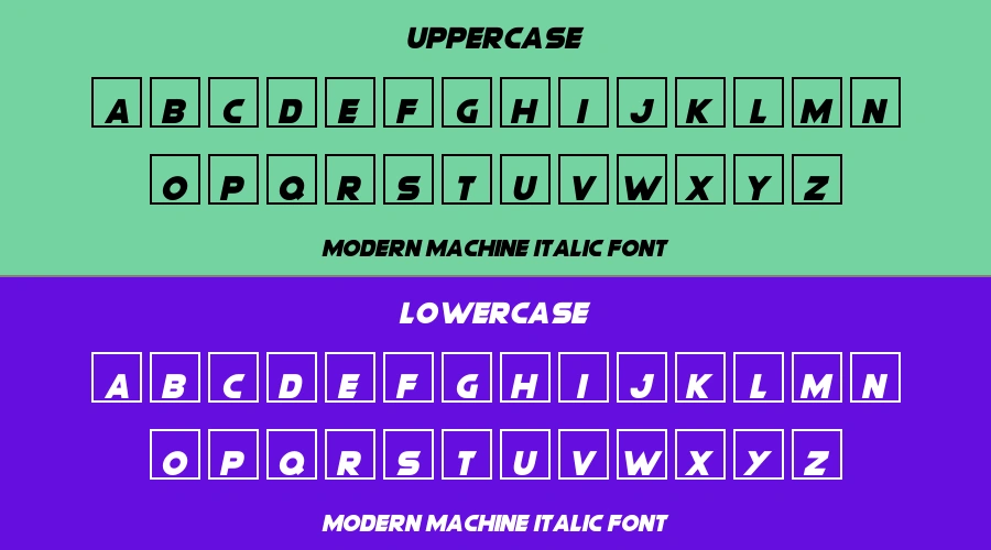 Modern Machine Italic Font Preview