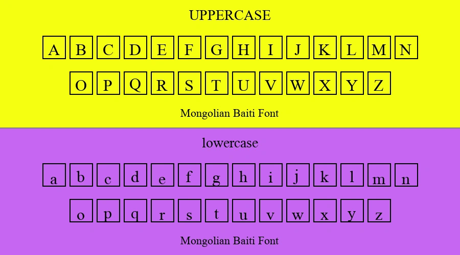 Mongolian Baiti Font Preview