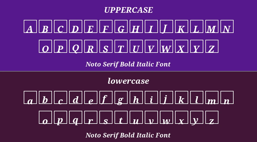Noto Serif Bold Italic Font Preview