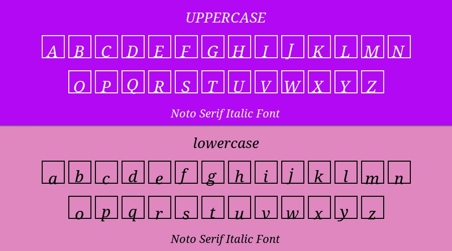 Noto Serif Italic Font Preview