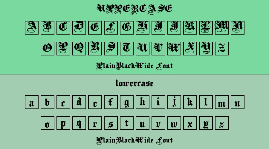 PlainBlackWide Font Preview