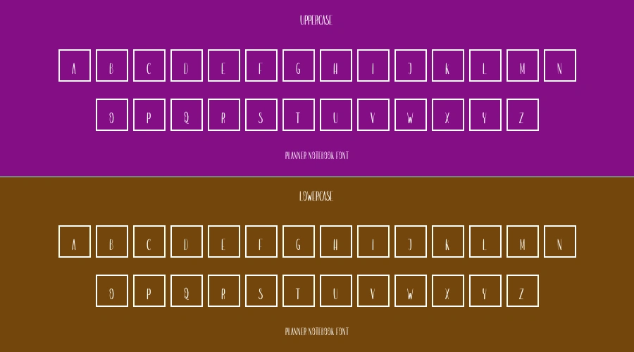 Planner Notebook Font Preview