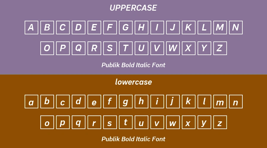 Publik Bold Italic Font Preview