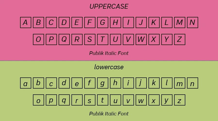 Publik Italic Font Preview