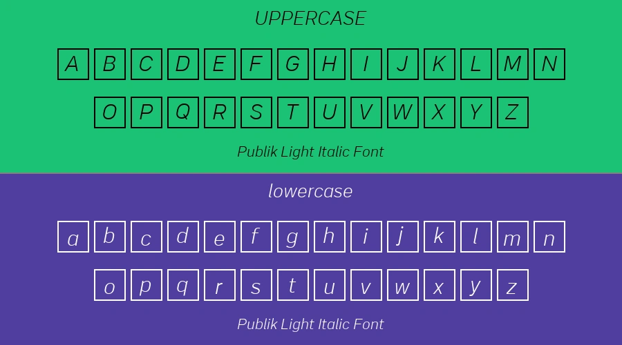 Publik Light Italic Font Preview