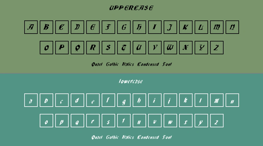 Quael Gothic Italics Condensed Font Preview