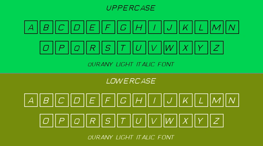 Qurany Light Italic Font Preview