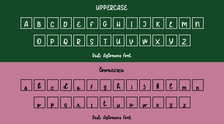 Reds Aglonema Font Preview