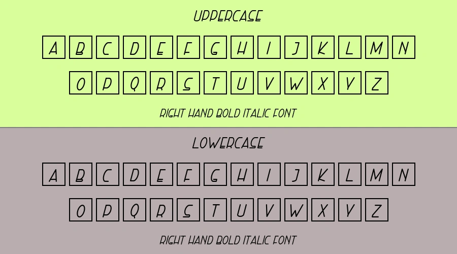 Right Hand Bold Italic Font Preview