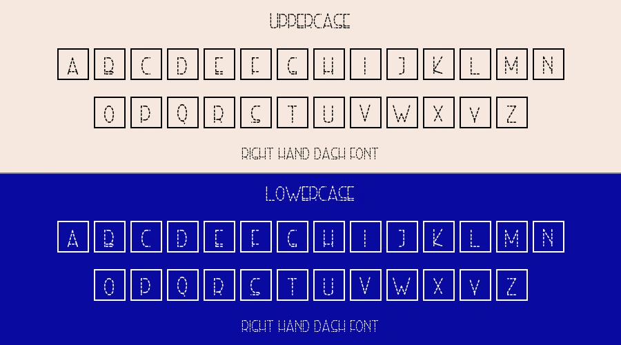 Right Hand Dash Font Preview
