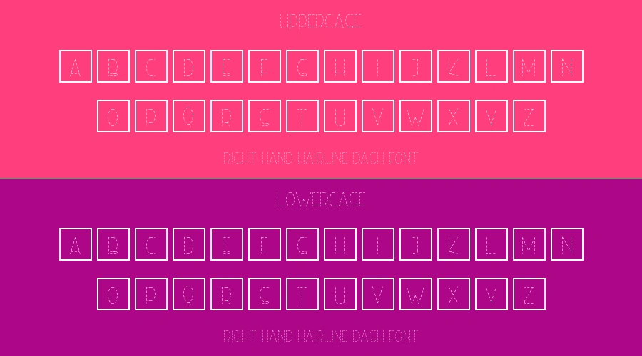 Right Hand Hairline Dash Font Preview