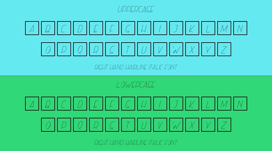 Right Hand Hairline Italic Font Preview