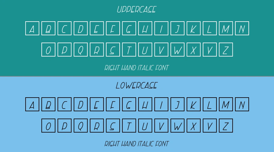 Right Hand Italic Font Preview