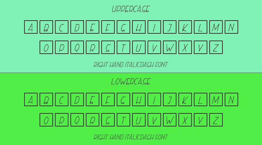 Right Hand ItalicDash Font Preview