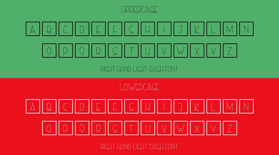 Right Hand Light Dash Font Preview