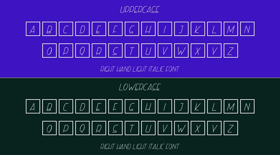 Right Hand Light Italic Font Preview