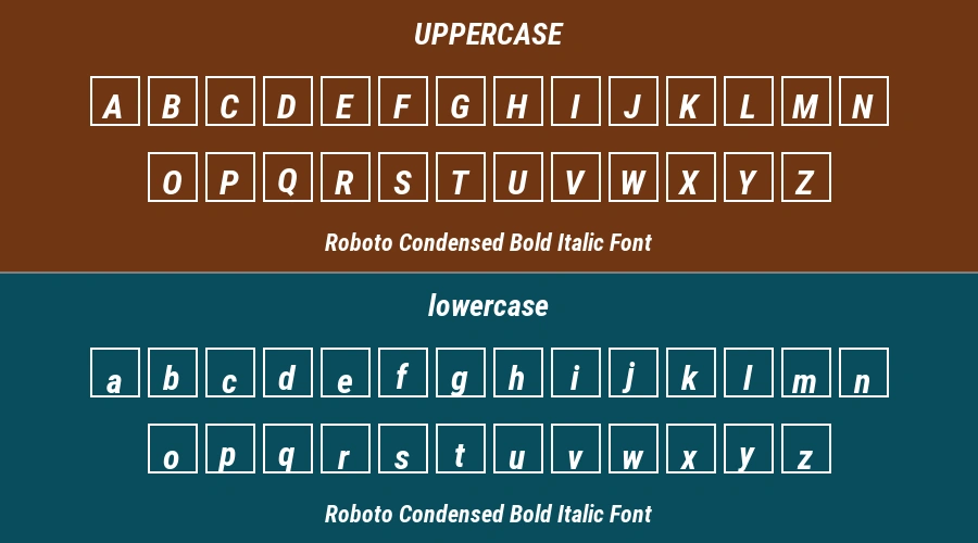 Roboto Condensed Bold Italic Font Preview