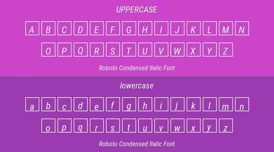 Roboto Condensed Italic Font Preview