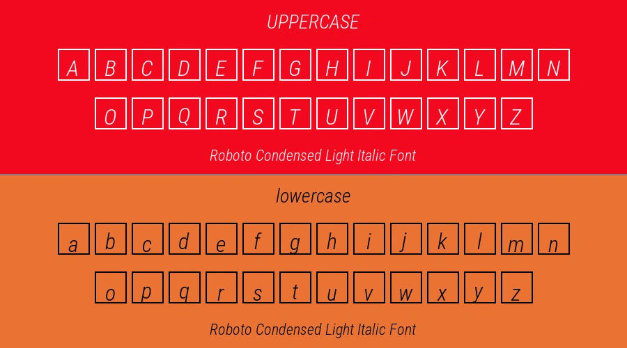 Roboto Condensed Light Italic Font Preview