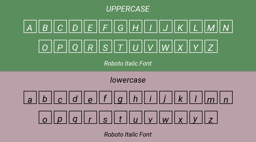 Roboto Italic Font Preview