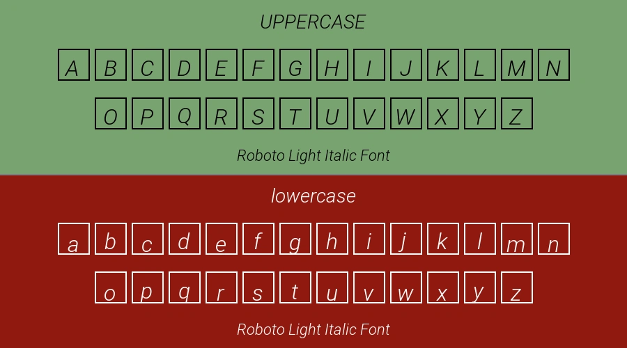 Roboto Light Italic Font Preview