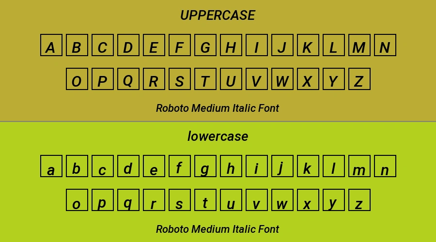 Roboto Medium Italic Font Preview