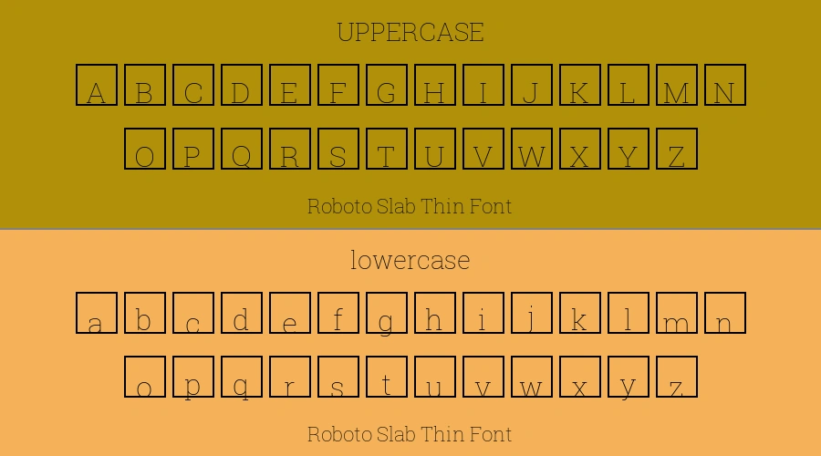Roboto Slab Thin Font Preview