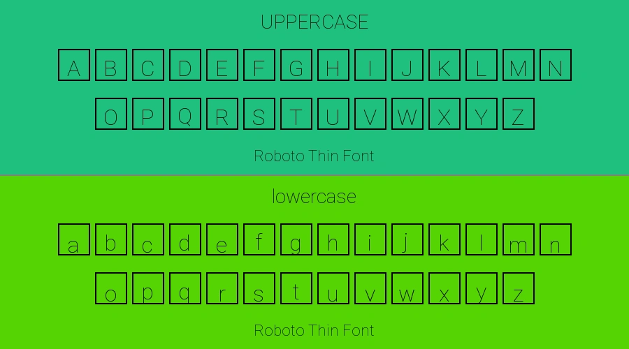 Roboto Thin Font Preview
