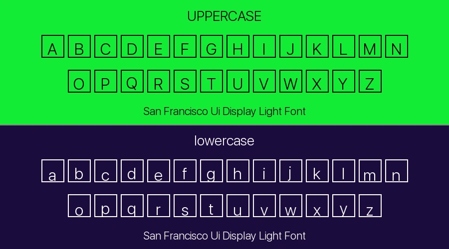 San Francisco Ui Display Light Font Preview