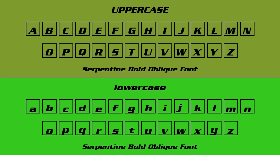 Serpentine Bold Oblique Font Preview