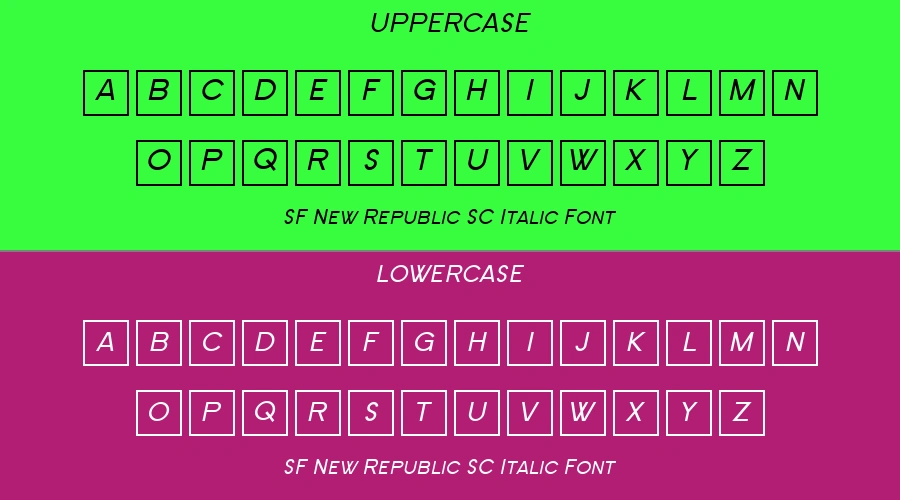 SF New Republic SC Italic Font Preview