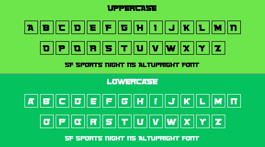 SF Sports Night NS AltUpright Font Preview