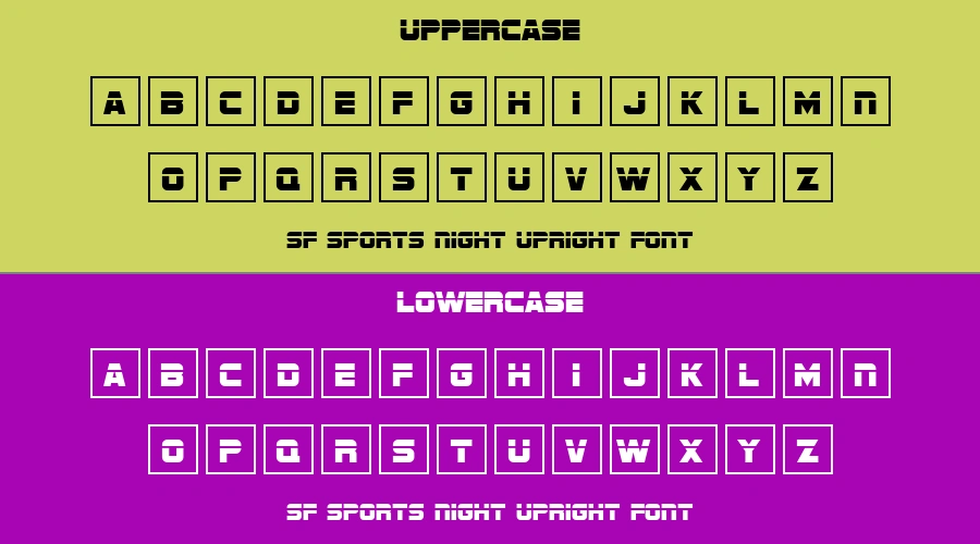 SF Sports Night Upright Font Preview