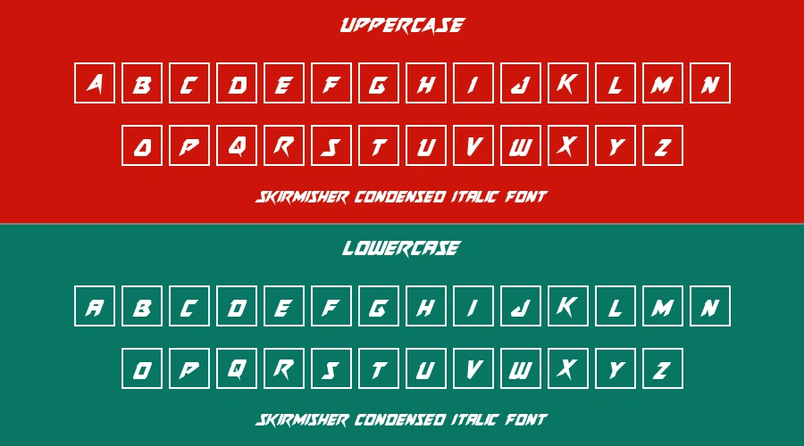 Skirmisher Condensed Italic Font Preview